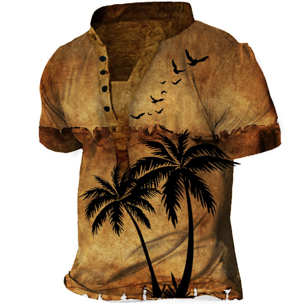 Men's Coconut Beach Henley Chic Short Sleeve T-shirt