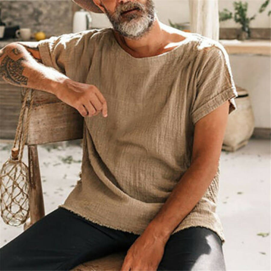

Men's Vintage Cotton Linen Casual Short Sleeve T-Shirt