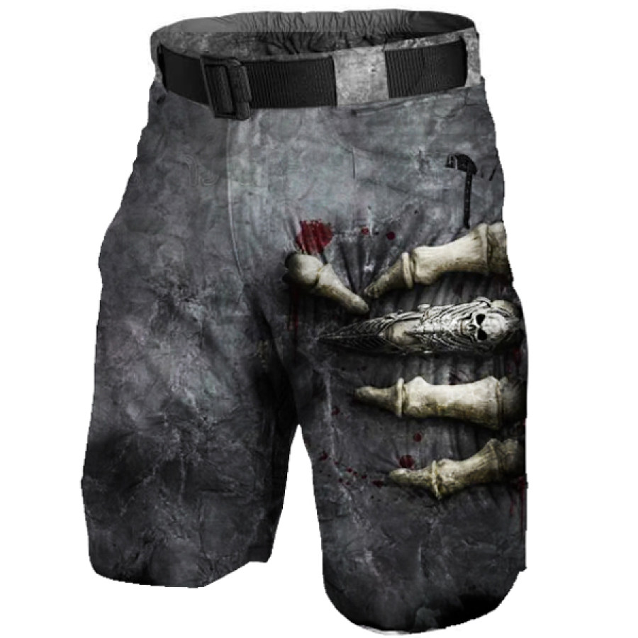 

Creative Skull Print Men's Outdoor Tactical Vintage Print Shorts