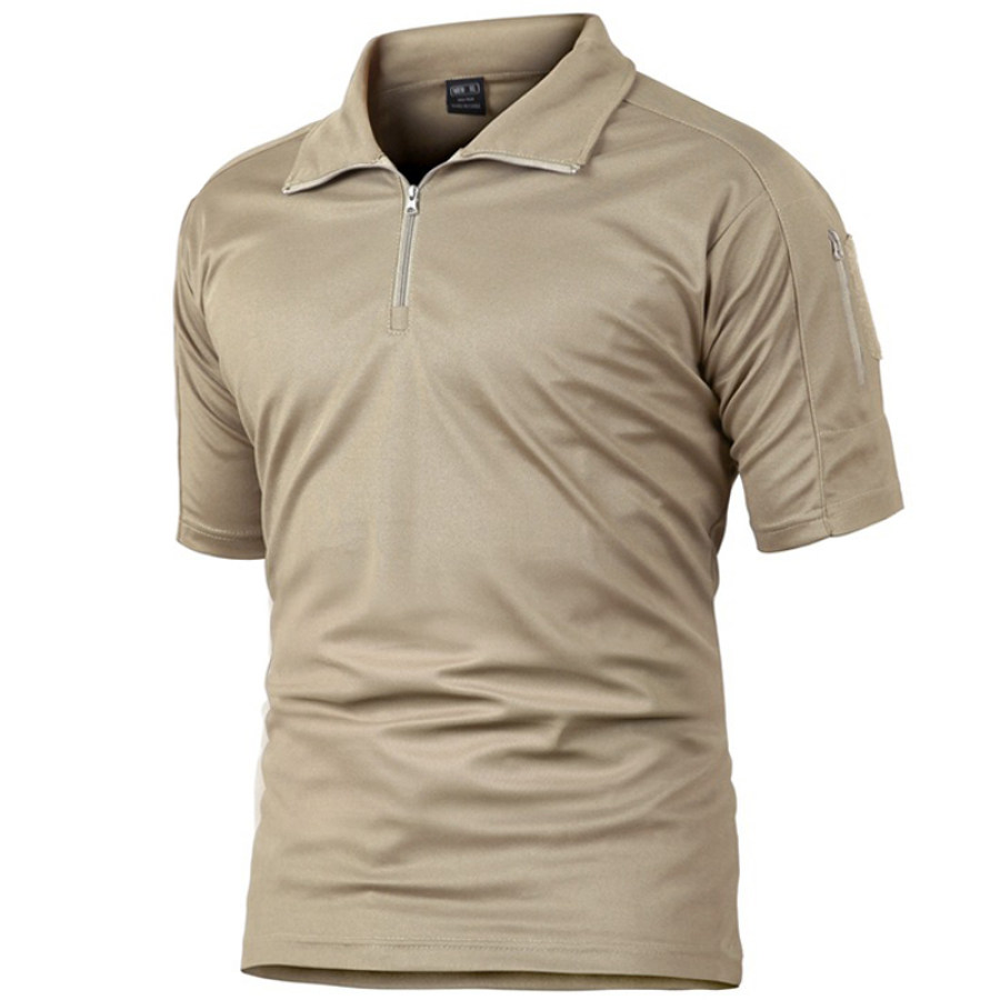 

Men's Outdoor Zip Polo Neck Short Sleeve Tactics T-Shirt