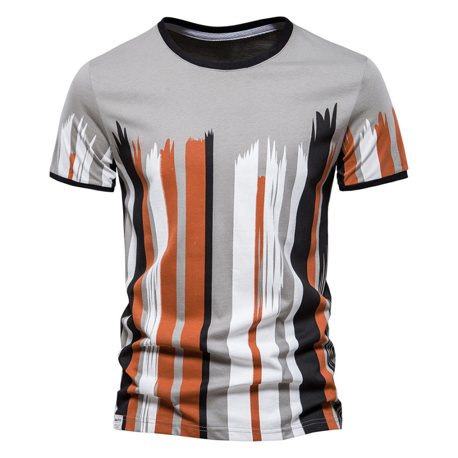 

Men's Outdoor Striped Casual Short Sleeve T-Shirt