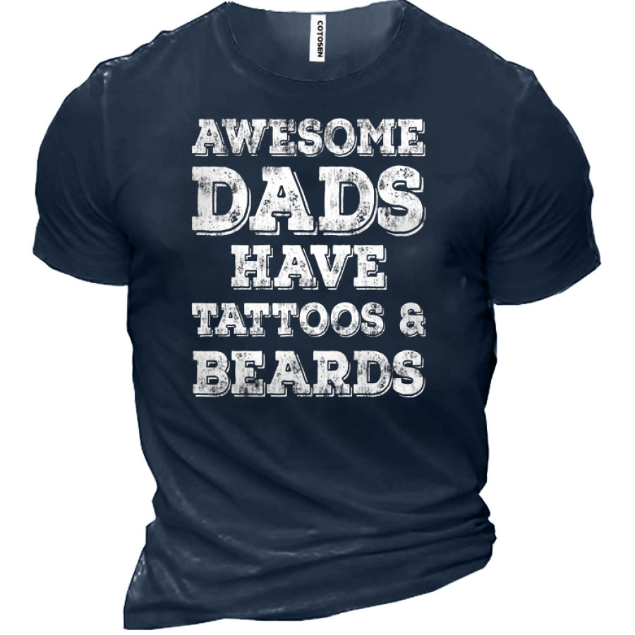 

Awesome Dads Have Tattoos Beards Men's Short Sleeve T-Shirt