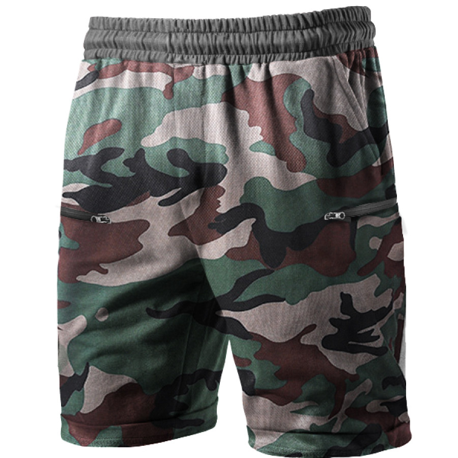 

Jungle Camo Print Men's Outdoor Zip Pocket Tactical Casual Shorts