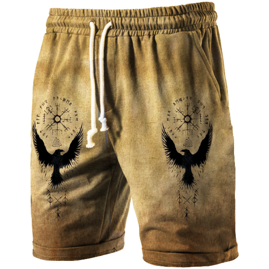

Viking Warrior Freedom Eagle Tattoo Vintage Print Shorts