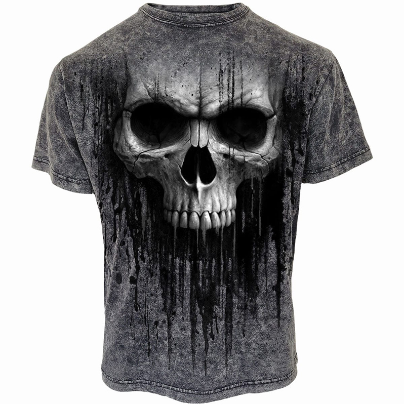 Vintage Skull Print Men's Chic Short Sleeve T-shirt
