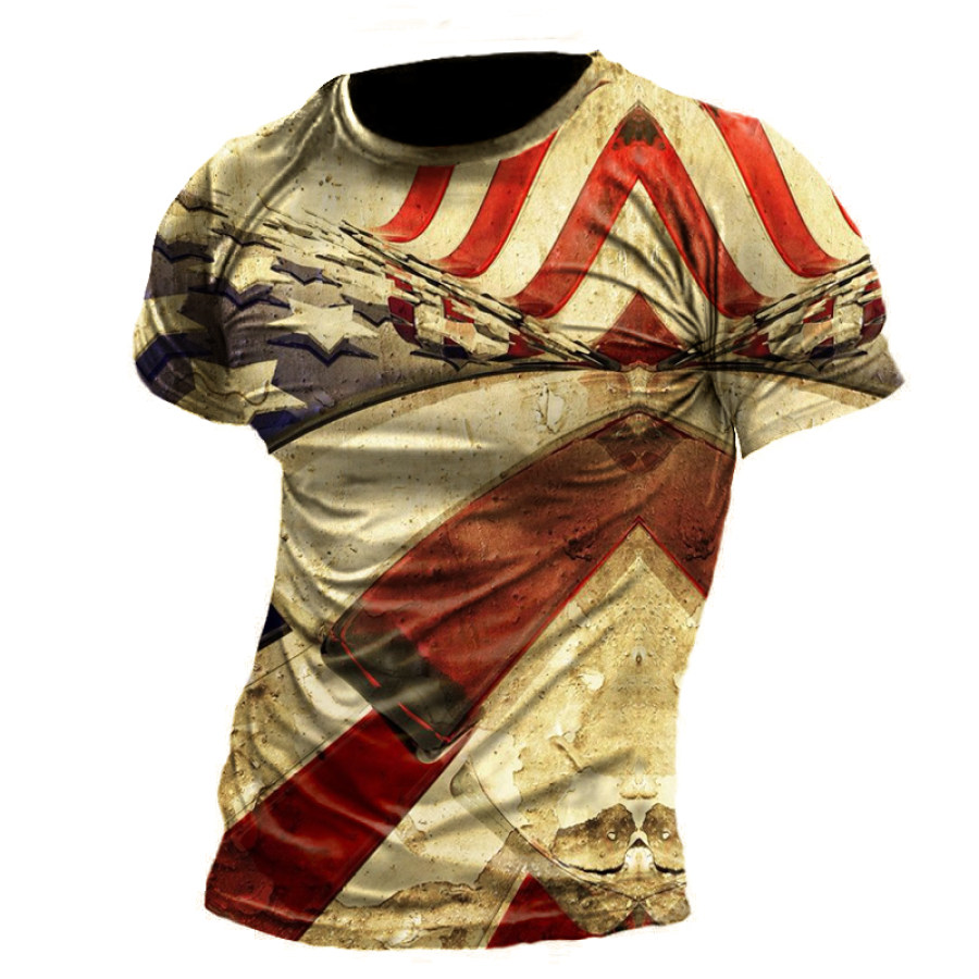 

Men's Vintage Flag Print T-Shirt