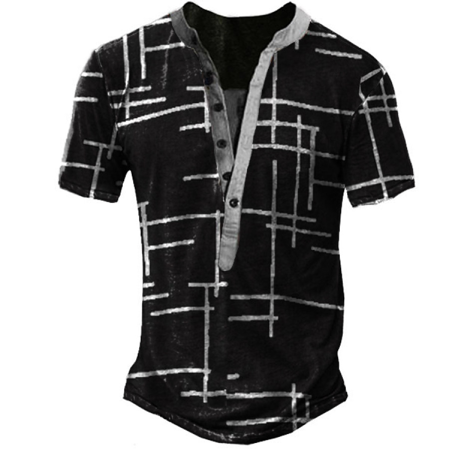 

Men's Striped Henley Short Sleeve T-Shirt