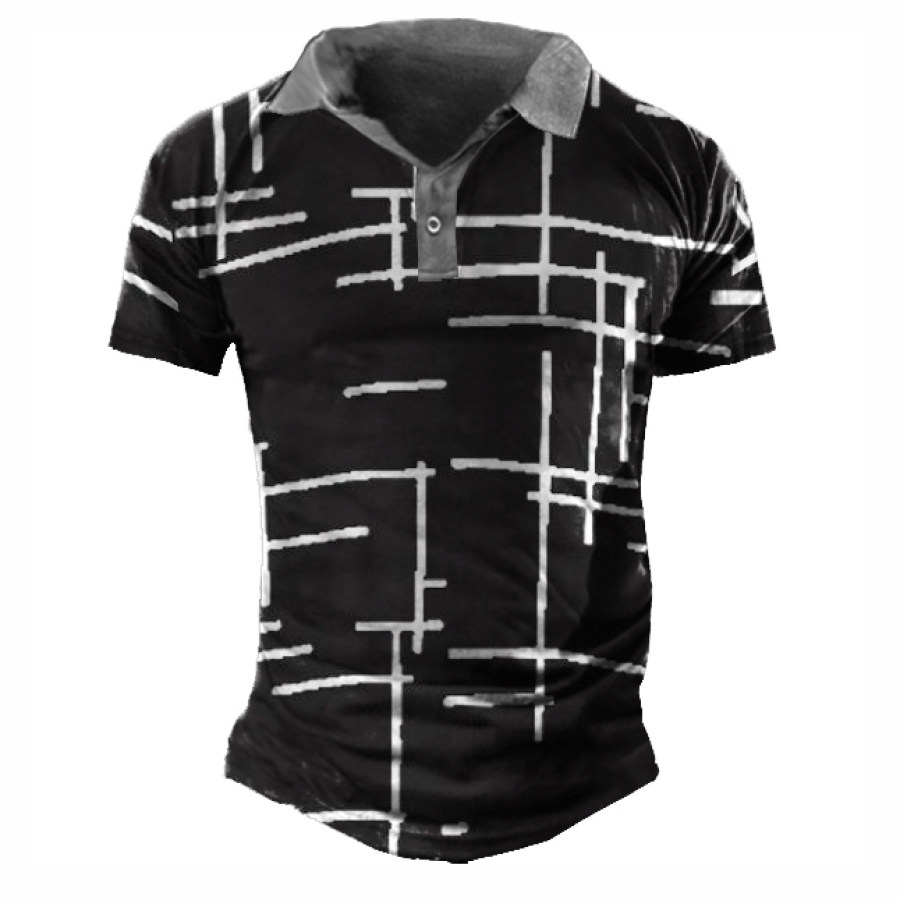 

Men's Polo Plaid Short Sleeve T-Shirt