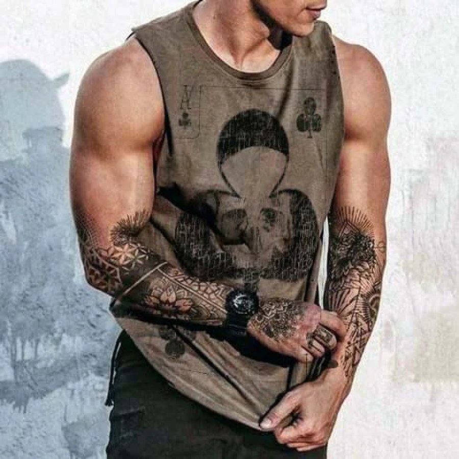 

Plum A & Skull Designer Creative Print Men's Fashion Casual Tank Top