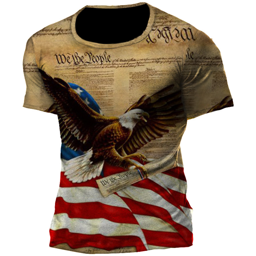 

Men's American Flag Eagle Print T-Shirt