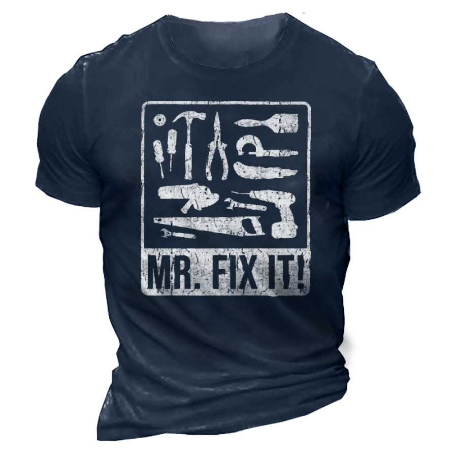 

Mr Fix It Construction Worker Dad Men's Funny Cotton T-Shirt