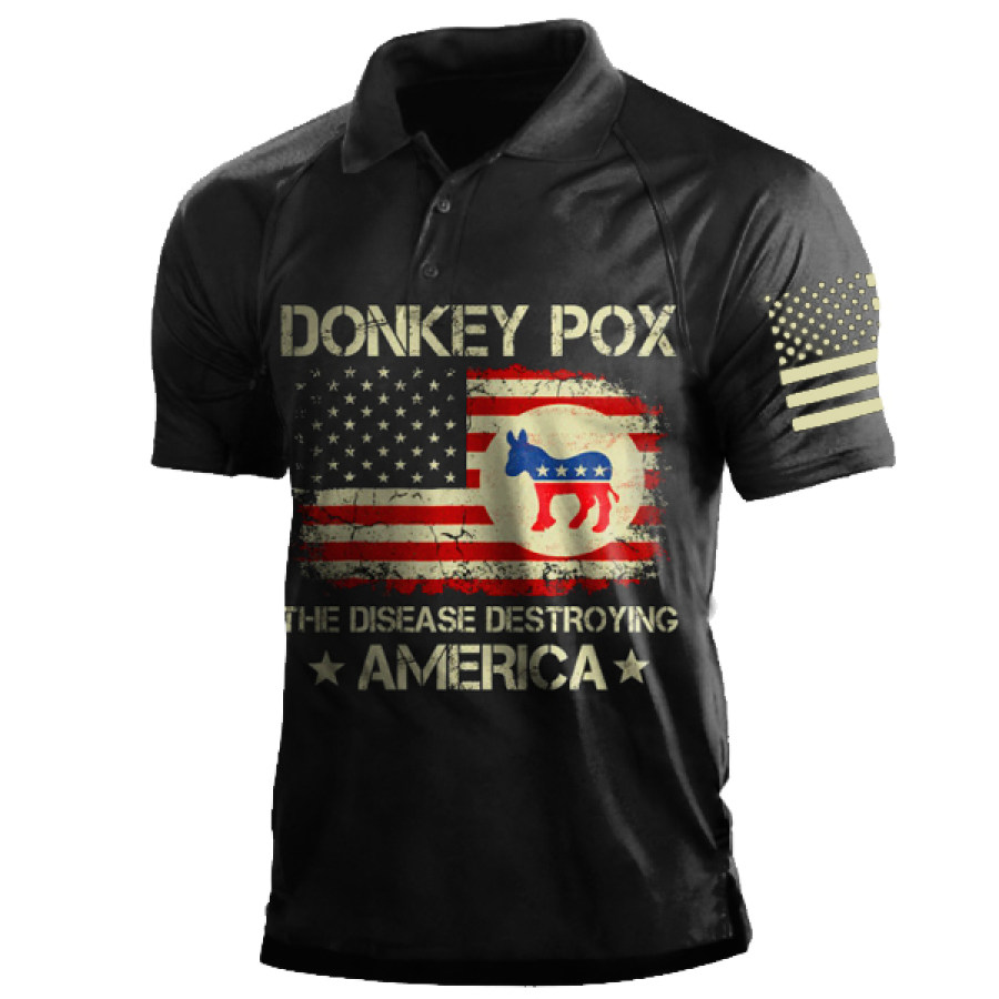 

Donkey Pox The Disease Destroying America Men's Cotton Polo Shirt