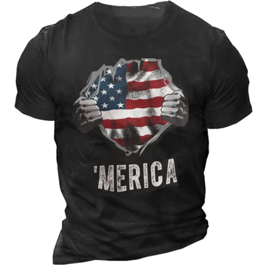 

Men's American Flag T-Shirt Superhero 'Merica Flag Patriotic Shirts 4th July T-Shirt United States Shirt Hipster