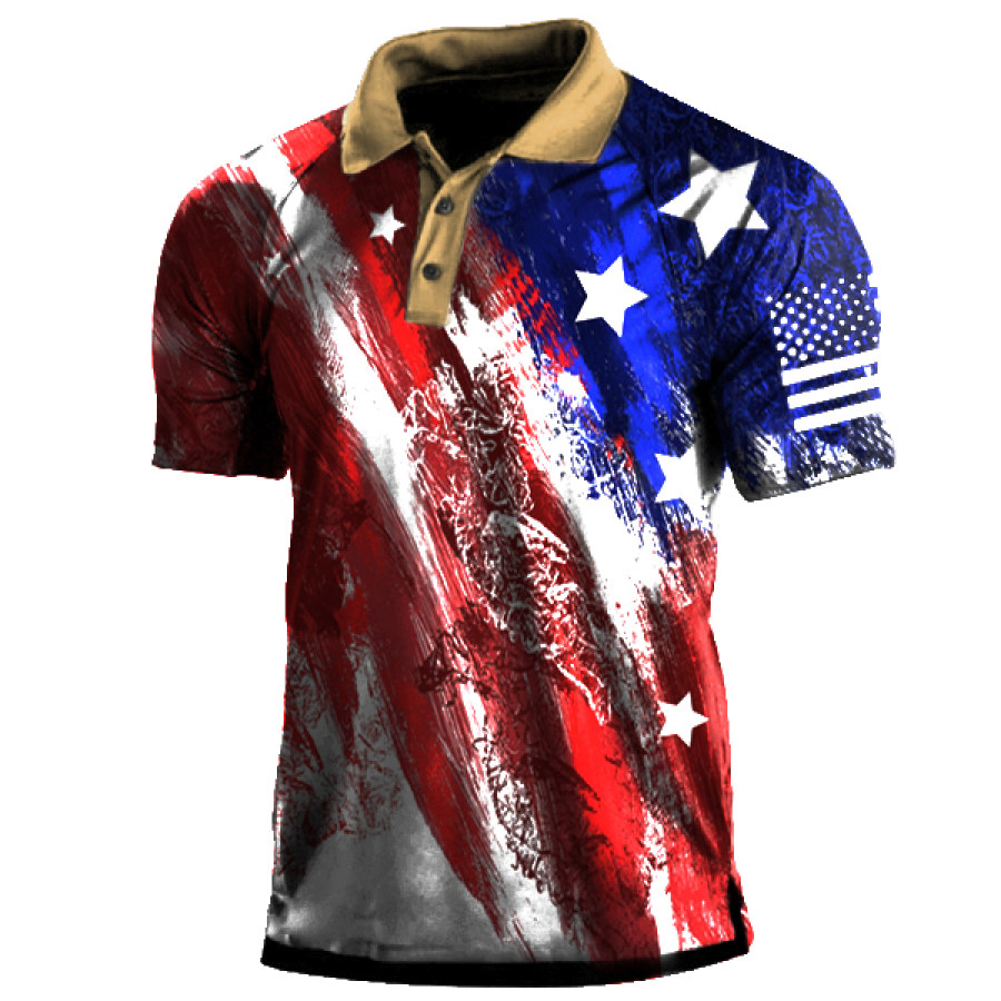 

Men's American Flag Patriotic Polo Shirt