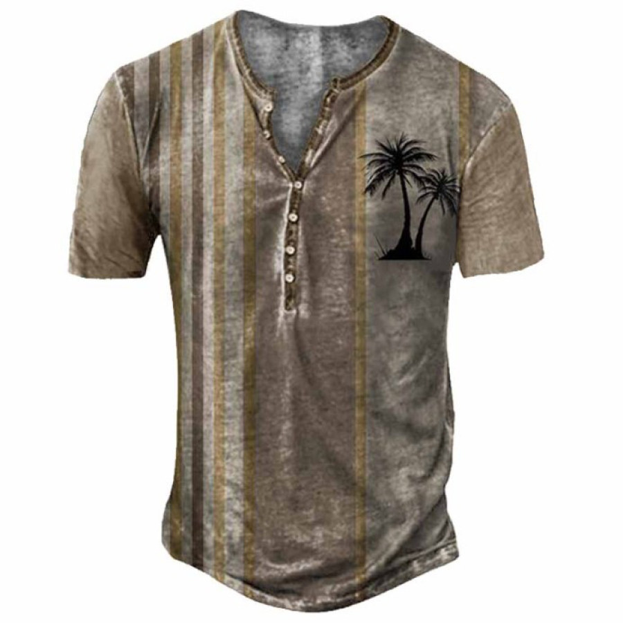 

Men's Hawaiian Coconut Henley Collar T-Shirt