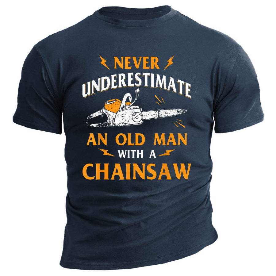 

An Old Man Chainsaw Men's Print Cotton T-Shirt