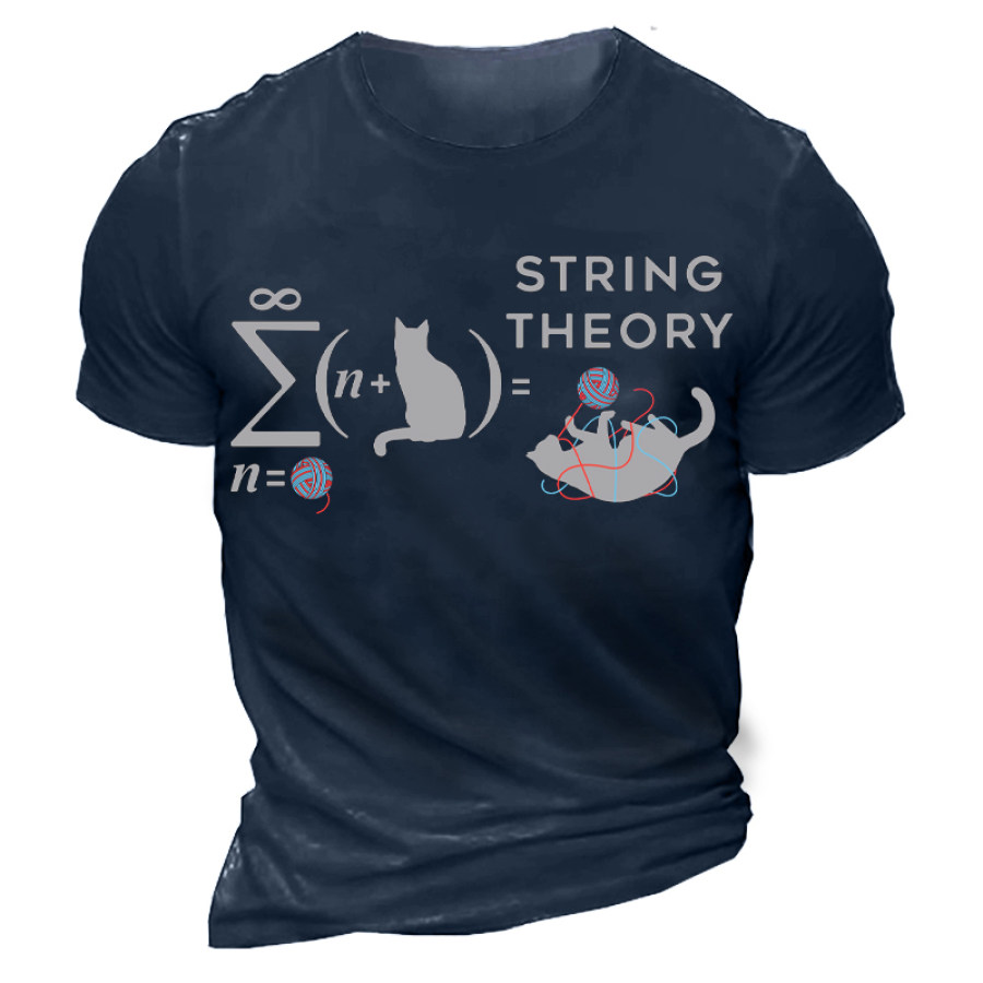 

String Theory Men's Funny Pet Cat Cotton T-Shirt