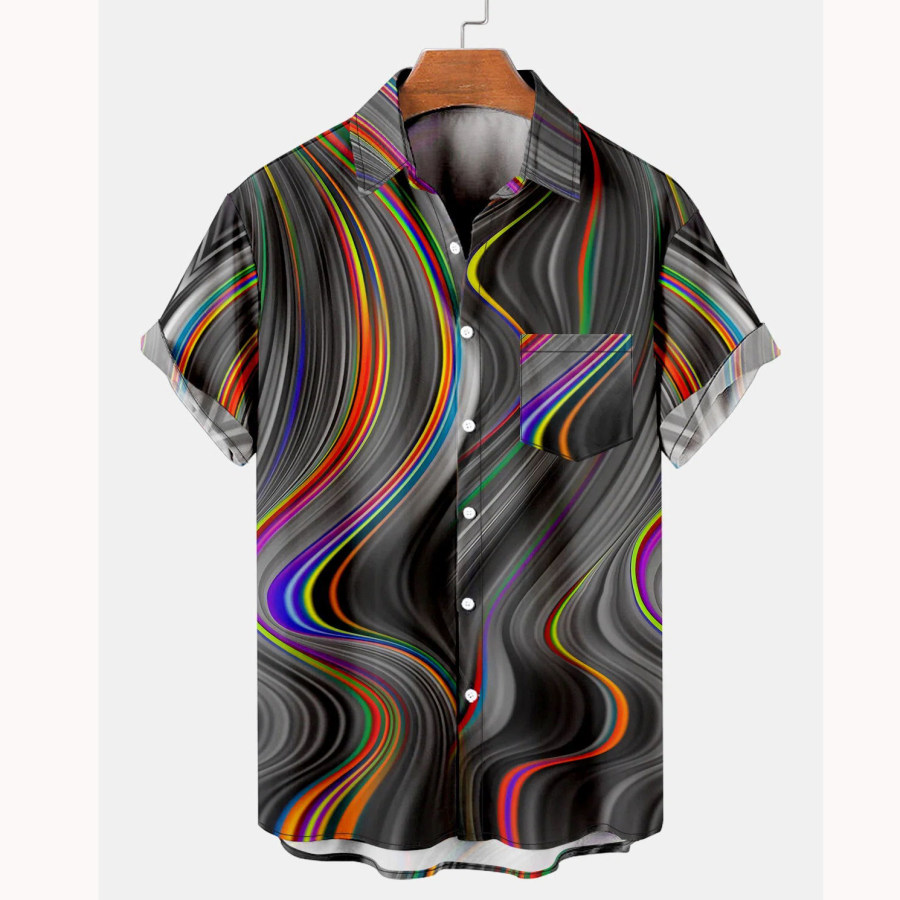 

Men's Striped Short Sleeve Beach Shirt