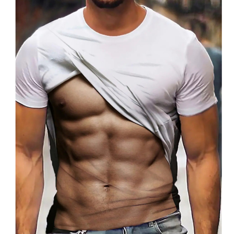 

Men's 3D Funny Muscle Print T-Shirt