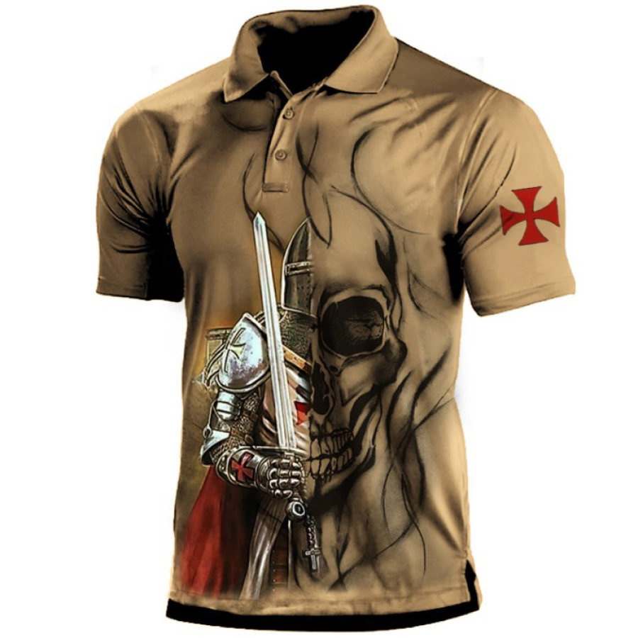 

Men's Outdoor Templar Skull Cross Polo T-Shirt