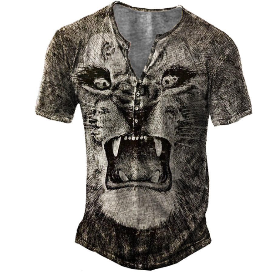 

Men's Tiger Henley Short Sleeve T-Shirt