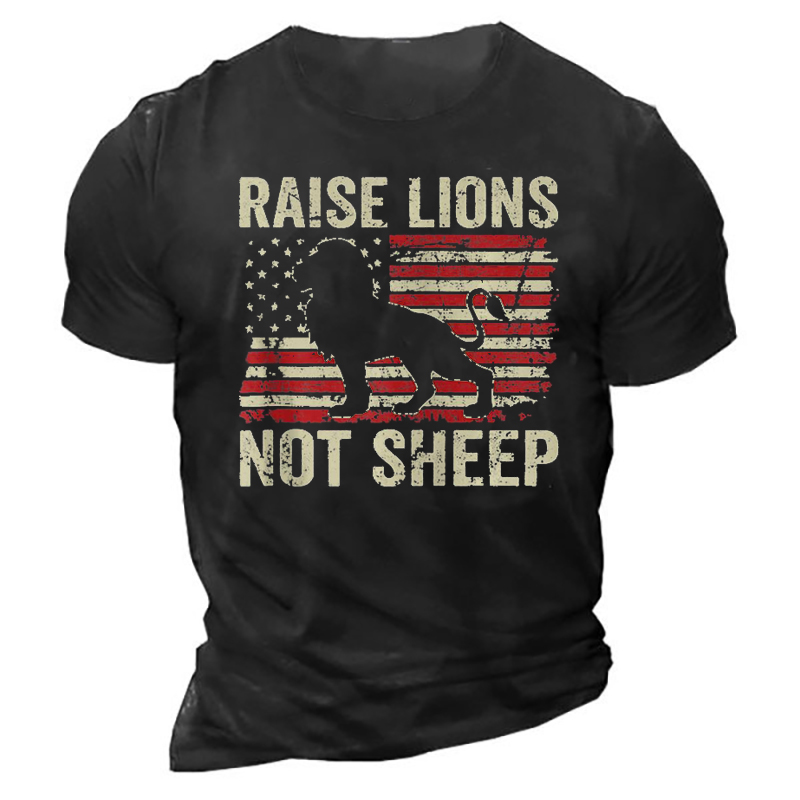 Raise Lions Usa Flag Chic Not Sheep Patriotic Mom Dad Shirt