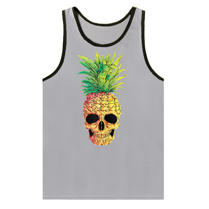 Pineapple Skull Funny Aloha Chic Beaches Hawaiian Men's Quick Dry Mesh Tank Tops