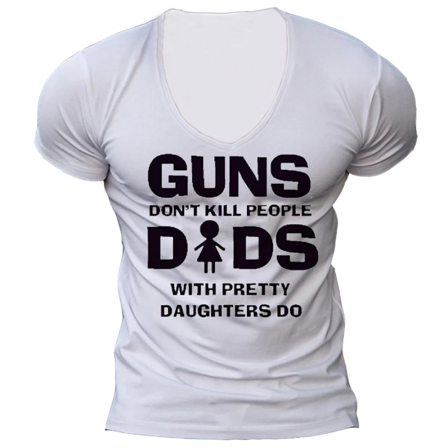 

Men's Gun Control V-Neck Dad And Daughters Cotton T-Shirt
