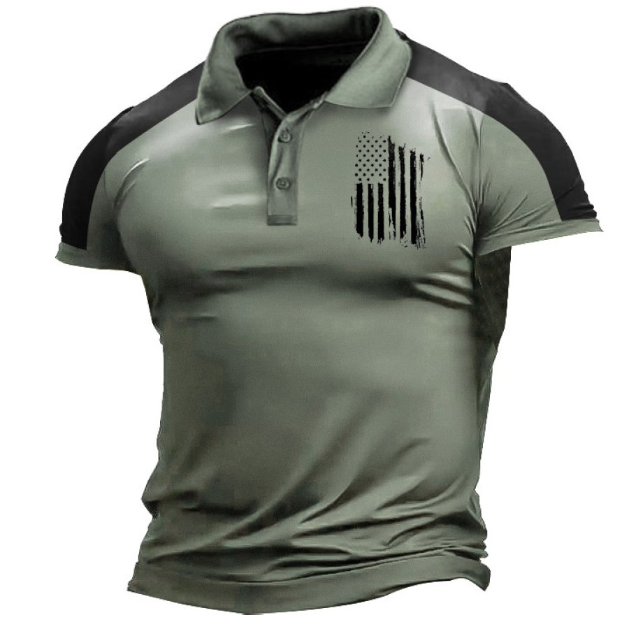 

Men's Outdoor Tactical American Flag Polo T-Shirt