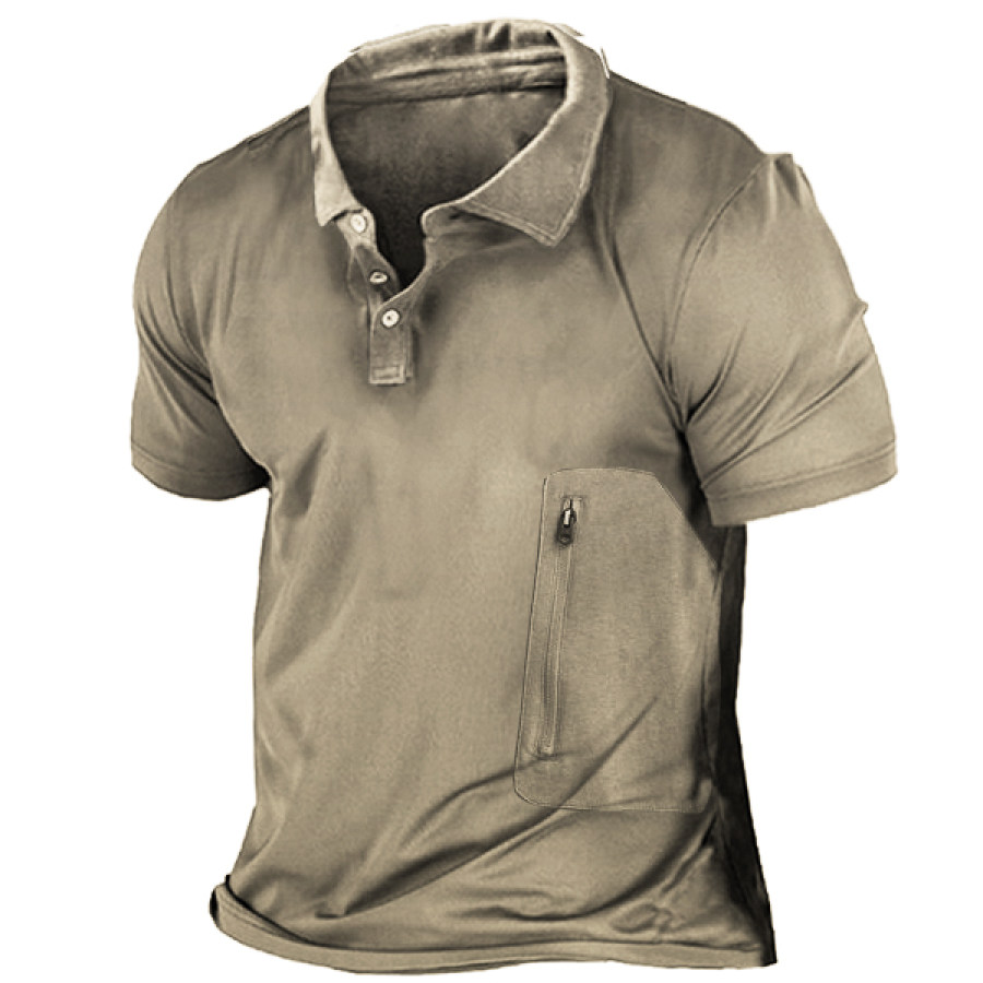 

Men's Outdoor Zipper Pocket Tactical Polo Short Sleeve T-Shirt