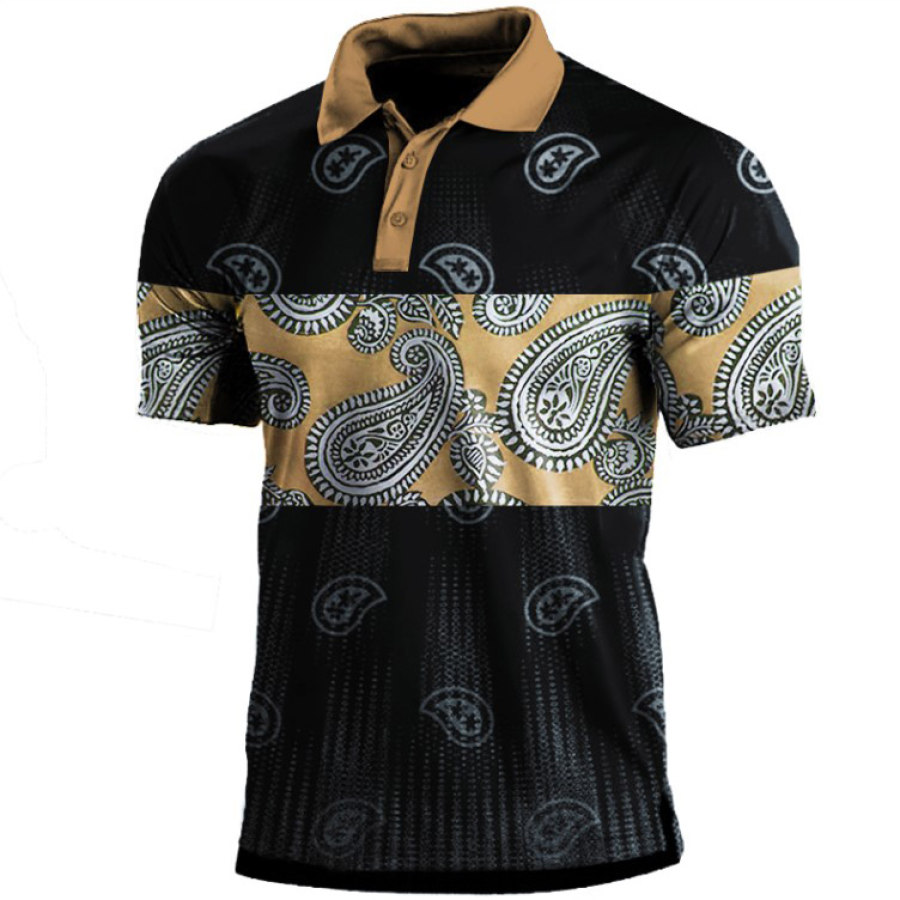 

Men's Vintage Paisley Print Polo T-Shirt