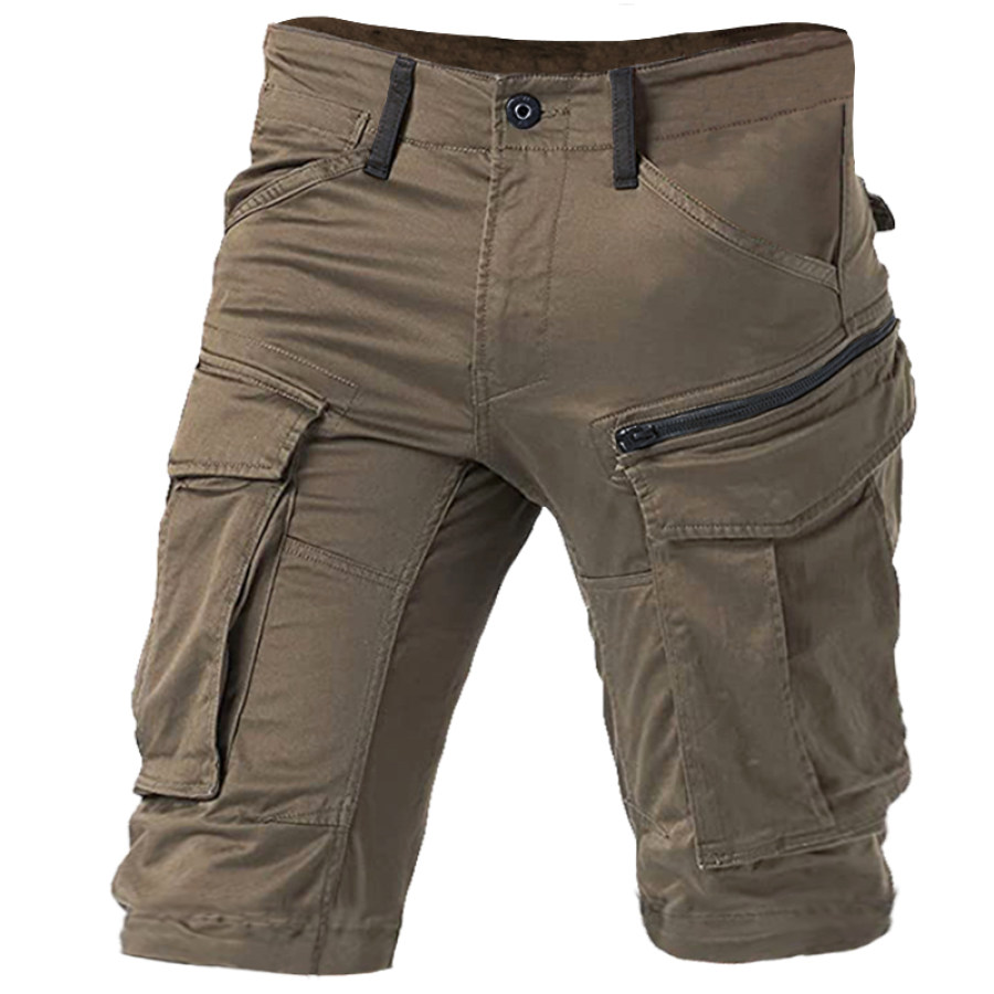 

Men's Outdoor Color Contrast Zip Multi-pocket Cargo Shorts