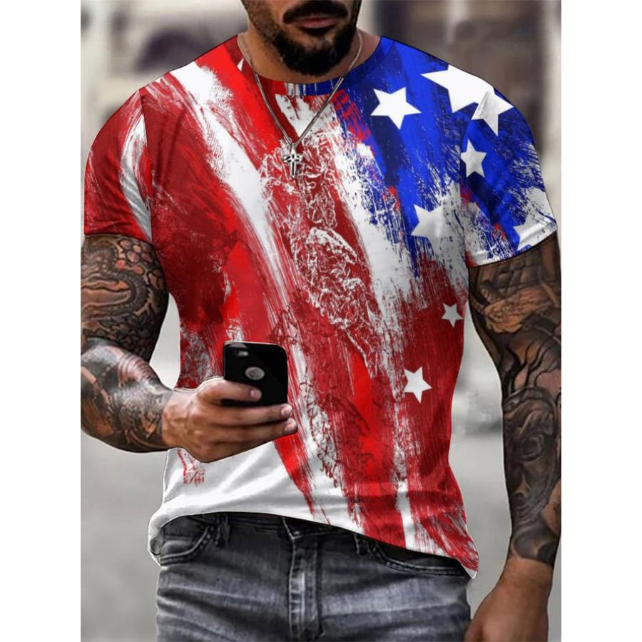 

American Flag Print Men's Vintage Short Sleeve T-Shirt