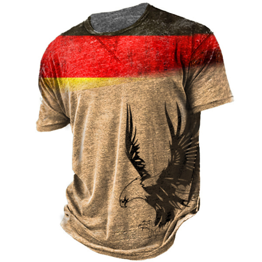 

Men's Outdoor Vintage German Flag Eagle Print T-Shirt