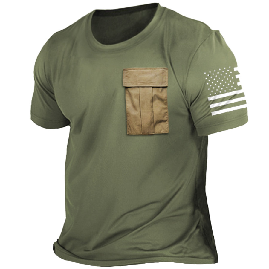 

Men's Outdoor Contrast Pocket Tactical Casual Short Sleeve T-Shirt