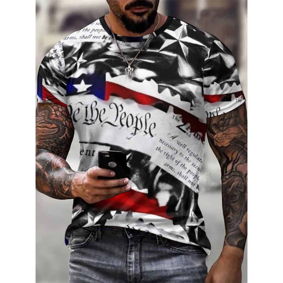 

American Flag Men's Print Casual Short Sleeve T-Shirt