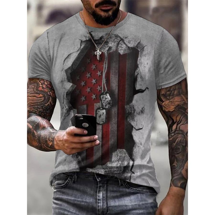 

American Flag Men's Print Casual Short Sleeve T-Shirt