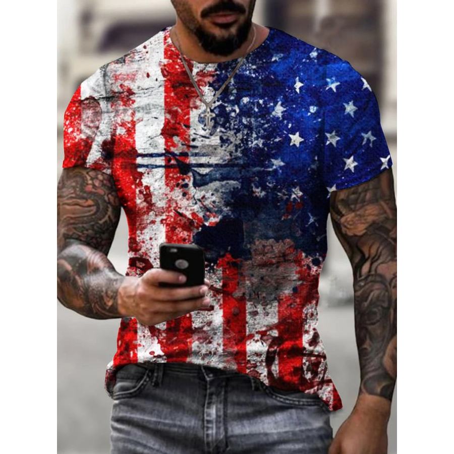 

American Flag Men's Print Casual Short Sleeve T-Shirt