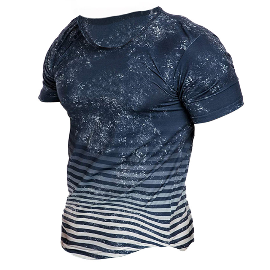 

Men's Vintage Smudge Striped Gradient High Stretch T-Shirt