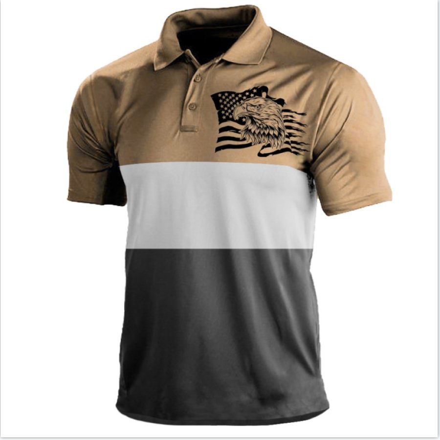 

Men's Outdoor Eagle American Flag Polo T-Shirt