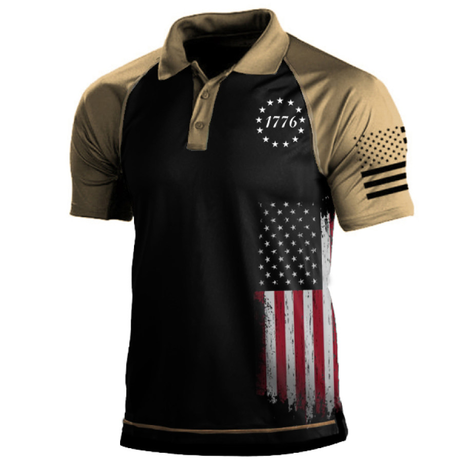 

Men's American Flag Outdoor Tactical Sport PoLo Neck T-Shirt