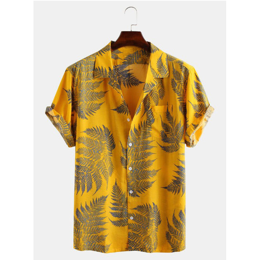 

Men's Leaf Short Sleeve Beach Shirt