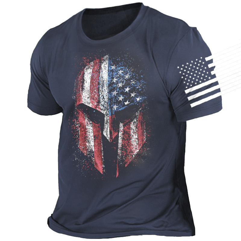 Templar American Flag Mask Chic Men's Cotton T-shirt
