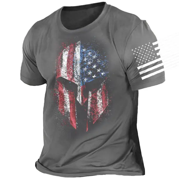 Templar American Flag Mask Men's Cotton T-Shirt - Kalesafe.com 