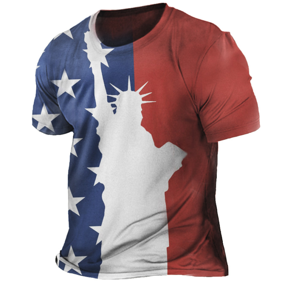 

American Flag Print Men's Casual Short Sleeve T-Shirt