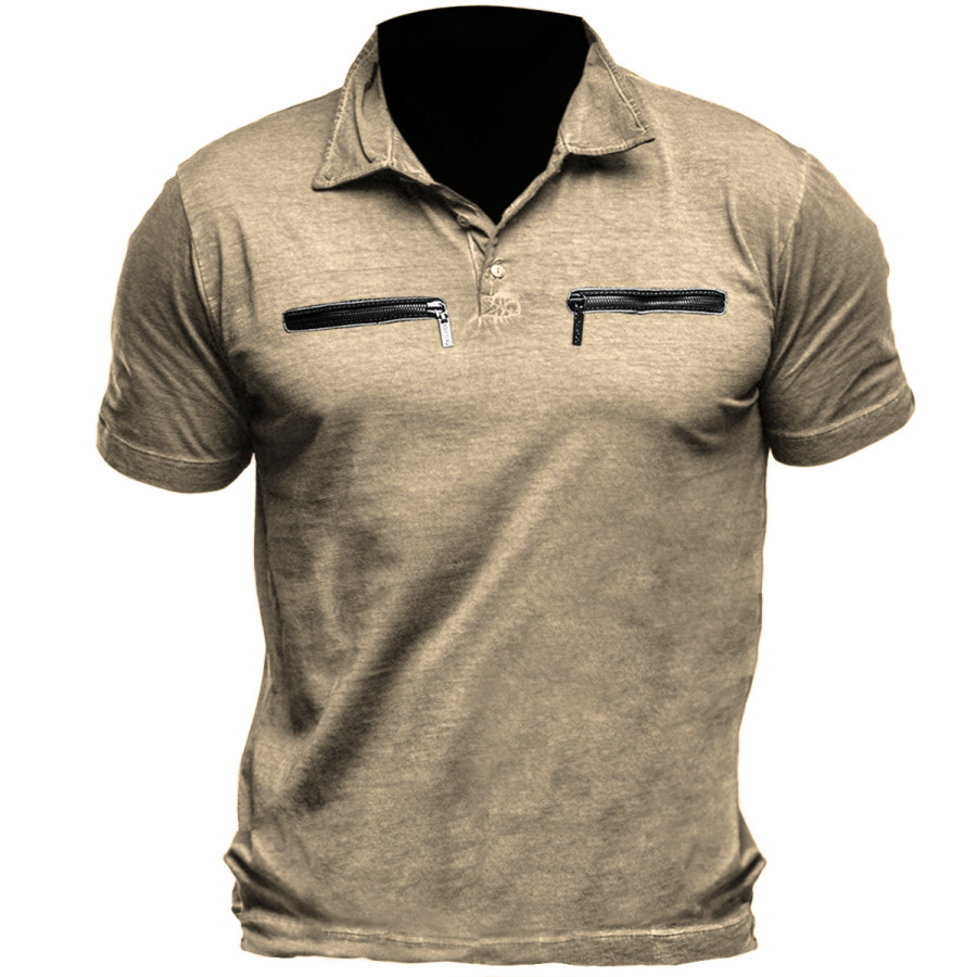 

Men's Outdoor Zip Pocket Tactical Polo Short Sleeve T-Shirt