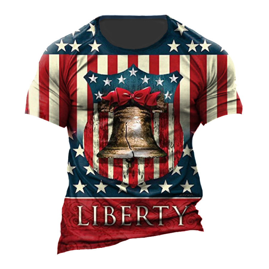 

Men's Vintage Philadelphia Liberty Bell Flag Print T-Shirt