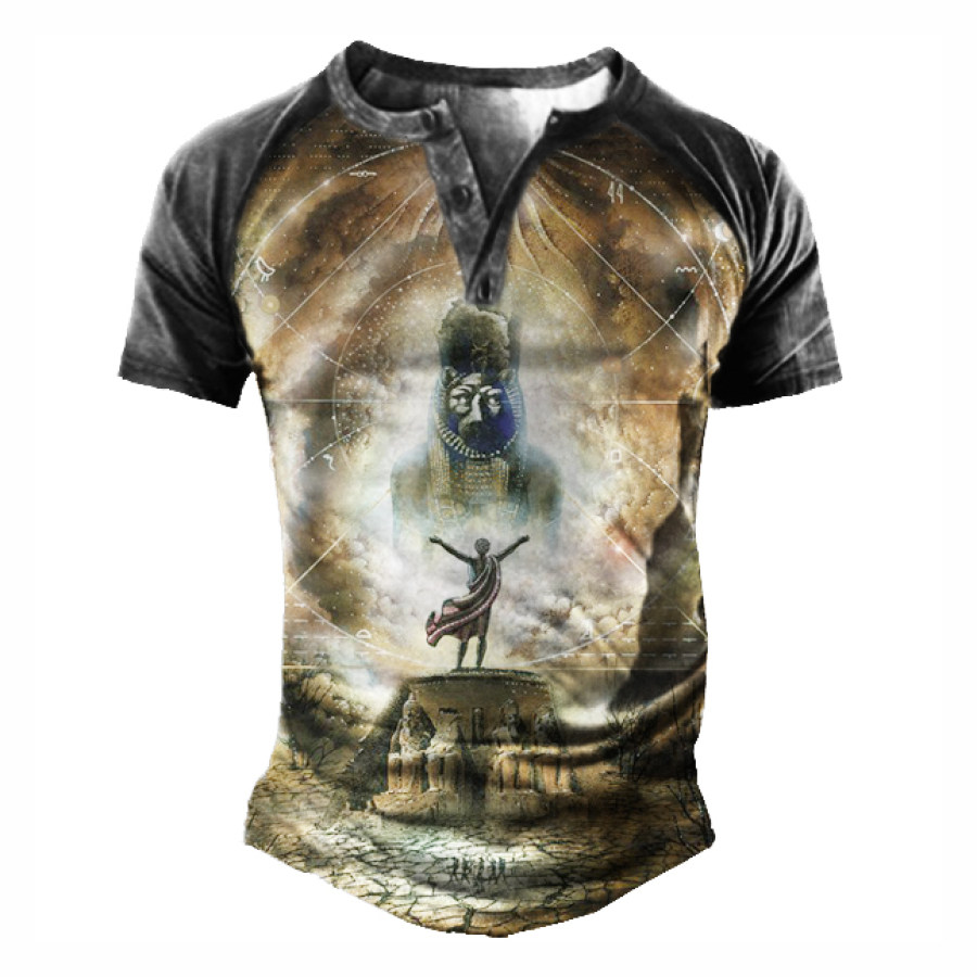 

Men's Print Henley Short Sleeve T-Shirt