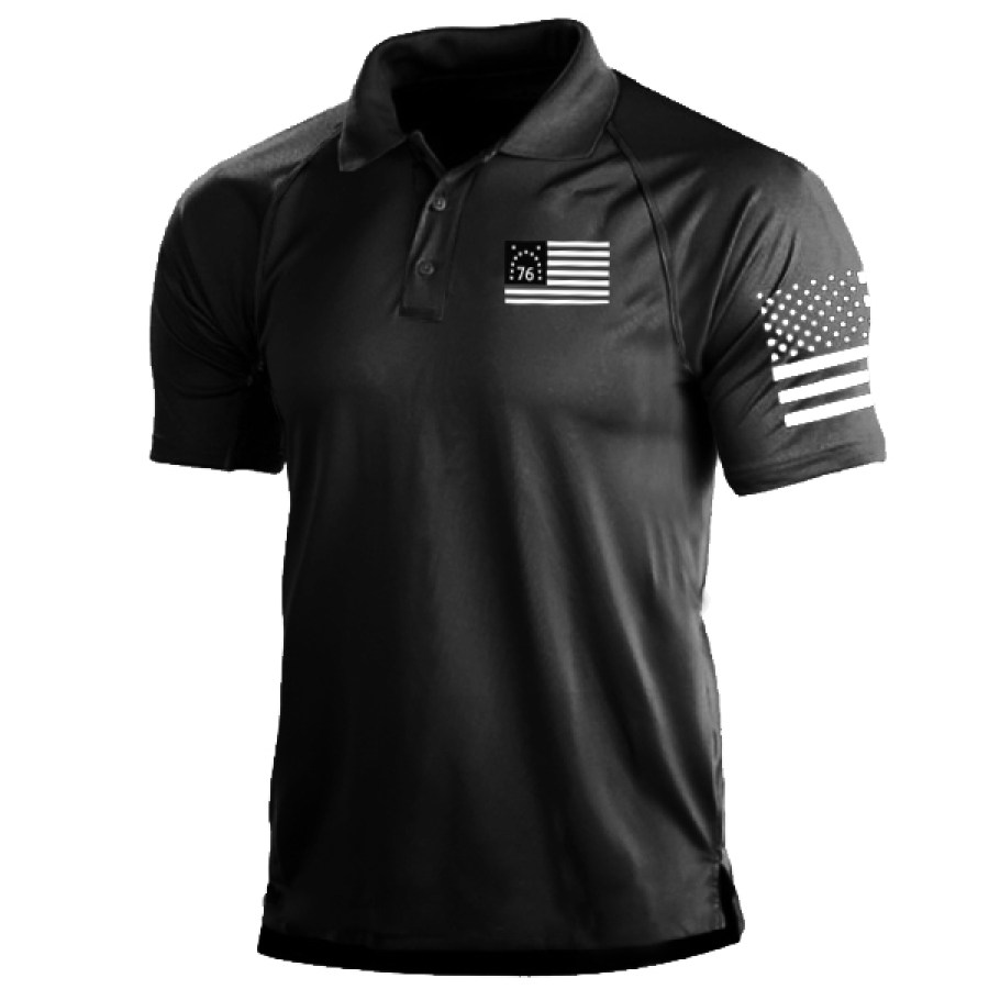 

Men's American Flag Outdoor Tactical Sport PoLo Neck T-Shirt