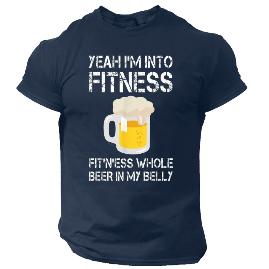 

Yeah I'm Into Fitness Whole Beer In My Belly Men's Short Sleeve T-Shirt